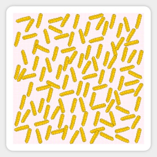 Cute Fries Pattern on Pink Background Sticker